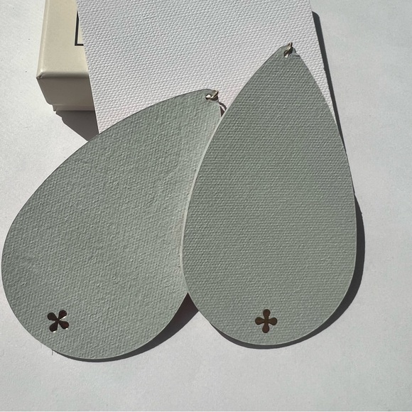 NEW Nickel & Suede Red Gingham Teardrop Earrings – Large - Picture 5 of 5